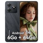 Blackview WAVE 8C Smartphone 6Go (2+4) RAM /64Go ROM 6.56" HD+ 13MP 4700mAh Téléphone Portable Android 14 GPS Double SIM 4G - Noir