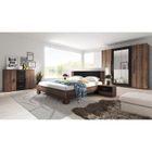 MEUBLORAMA Chambre complète Irina imitation chêne foncé et noir : Lit 160x200 cm + armoire + commode + chevets. 200 Marron