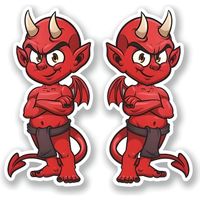 Autocollant  Sticker 2 x Rouge diable devil autocollant moto casque de vélo iPad Demon pour ordinateur portable logo 5383-- -