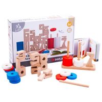 Dorjee - D3.403 - Nombres en blocks de bois 62 pièces- jeu d'emplilement éducatif Montessori  - jeu en bois à partir de 3 ans