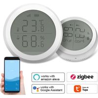 Zigbee 3.0 Capteur de température sans fil Tuya et Life App Contrôle de la température et de l'humidité Compatible avec Alexa Google