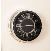 Horloge Murale Moderne COSTWAY - Chiffres Romains, Couvercle en Verre, Silencieuse Dia. 34,5 CM Noir