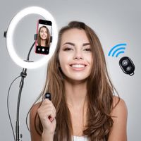 10 " Ring Light Professionnel avec Trépied, Trepied Smartphone Lumineux, Selfie LED Anneau Lumineux Lumière Réglable pour Tiktok