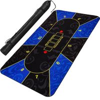 Tapis de Poker XXL - MAXSTORE - Dimensions 200x90 cm - Couleur Bleu-Noir - Sac de transport inclus