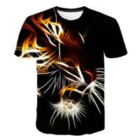 T-shirt imprimé en 3D,2021 tigre 3D Imprimé Animal T-Shirt Hommes D'été à Manches Courtes Respirant Grande Taille Male Hauts Male M