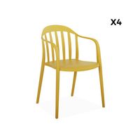 Chaise de jardin empilable en plastique moutarde - SWEEEK - Lot de 4 - Facile d'entretien et robuste