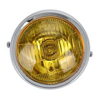 VINGVO Phare de moto universel Le phare avant modifié rond de moto à lentille jaune rétro convient pour CG125 GN125