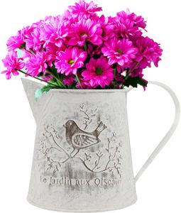 VASE - SOLIFLORE Blanc Vase Decoratif en Métal Vintage Chic - 13 cm