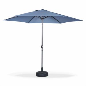 PARASOL Parasol droit rond Ø300cm - Touquet Bleu grisé - mât central en aluminium orientable et manivelle d'ouverture