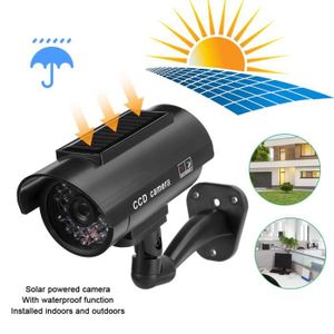 CAMÉRA FACTICE Imitation de caméra de sécurité factice, étanche et alimentée par l'énergie solaire, avec lumière LED clignotante. HJ011 HJ011