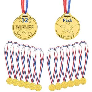 Syijupo Medaille Enfant,Lot de 24 médailles de récompense en Plastique doré pour Enfants,Médailles du Gagnant pour Journée Sportive des Enfants Partie Compétition Récompenses Cadeaux