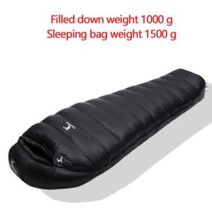 SAC DE COUCHAGE Black 1500g - Sac de couchage Ultra léger en duvet de canard pour adulte, voyage en Camping, épissure quatre