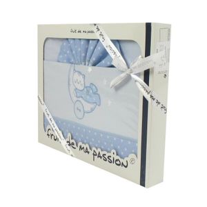 landau couffin lignes bleues Coffret Parure de draps pour berceau Motif Famille danimaux