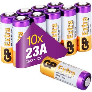 PILES Piles 23A 12v - MN21 - Lot de 10 | GP Extra | Batteries Alcalines 23A, A23, 23AE, MN21, V23GA - Longue durée, très puissantes