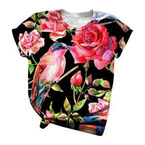 T-SHIRT T-Shirt Femmes Casual Impression 3D Manches Courte