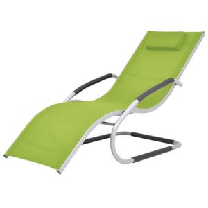 CHAISE LONGUE Pwshymi-Chaise longue avec oreiller Aluminium et textilène Vert