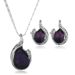Lk /_Mode Artificiel Ambre Long Pendentif Set Collier Boucles D/'Oreilles Femmes