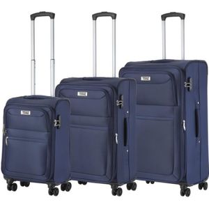 SET DE VALISES TravelZ  Set de 3 Valises Souple - Serrure TSA - Softspinner Bagage set et Expander - Bleu
