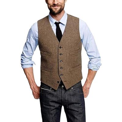Taille L Gilet de costume en Tweed à chevrons pour homme, en laine , Slim,  sur mesure, sans manches, robe de 0 - Cdiscount Prêt-à-Porter