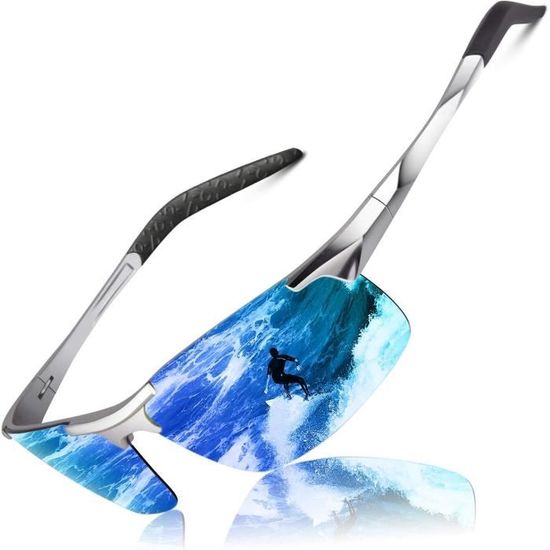 Lunettes De Soleil Polarisées Unisexe - Protection UV400, Forme Rectangulaire, Noir Mat