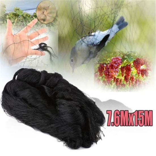 7.6m * 15m Filet de Volière Maille Mesh Noir Anti-Oiseaux Protection Pour Plant Légume Fruit Étang Jardin