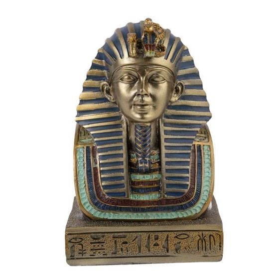 Buste De Toutankhamon - Statue Sculpture En Plâtre, Couleur Bronze, NEUF