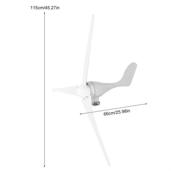 Éolienne Axe Vertical 600W - Démarrage à 2 M/s, Survit à 45 M/s - Tension 24V - Contrôleur IP67 - Pour Bateau, Surveillance, Site Isolé