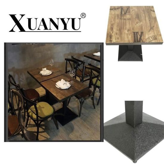 Table De Cuisine Industrielle En Bois Et Fer XUANYU - 60x60x75 Cm, Marron/noir, Pour 4 Personnes - Style Bistro, Salon, Salle à Manger - 11