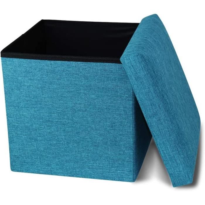 Tabouret pliable 30x30x30 cm - Siège cube avec espace de rangement et  couvercle en tissu avec renfoncements - Siège cube repose-pieds Boîte de  rangement Tabouret poitrine