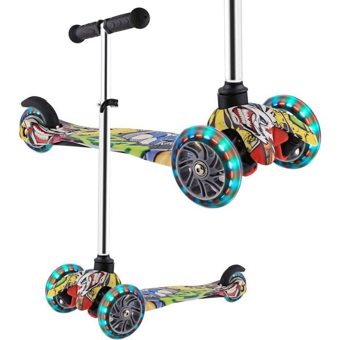 Trottinette Enfant 3 Ans Lumi Ride - Trottinette 3 Roues LED Pliable, Guidon Réglable, Frein Au Pied, Plateforme Antidérapante, Guidon Amovible - Sécurité Et Fun Garantis
