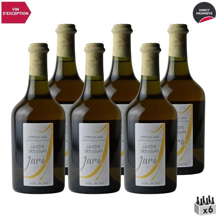 Côtes du Jura Vin Jaune Blanc 2011 - Lot de 6x62cl - La Côte des Loups - Vin AOC Blanc du Jura - Cépage Savagnin