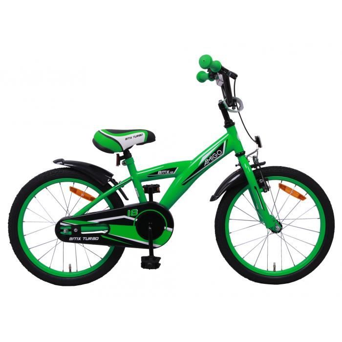 Amigo BMX Turbo - Vélo enfant 18 pouces - Pour garçons à partir de 5-8 ans - Vert