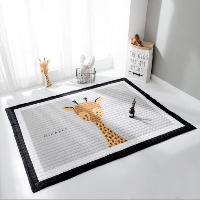 Tapis Enfant Epais Tapis de Ramper Jeu Tapis de jeu Antidérapant Bébé Décoration de Chambre Enfant Girafe 145*195cm
