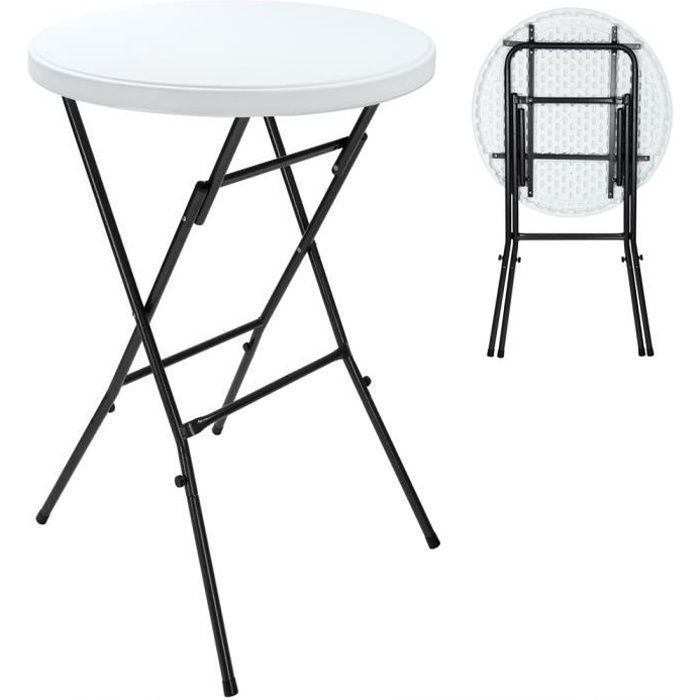 Table haute pliante Ø 72 cm blanc Table ronde d'appoint 110 cm Table de bistrot Mange debout jardin extérieur
