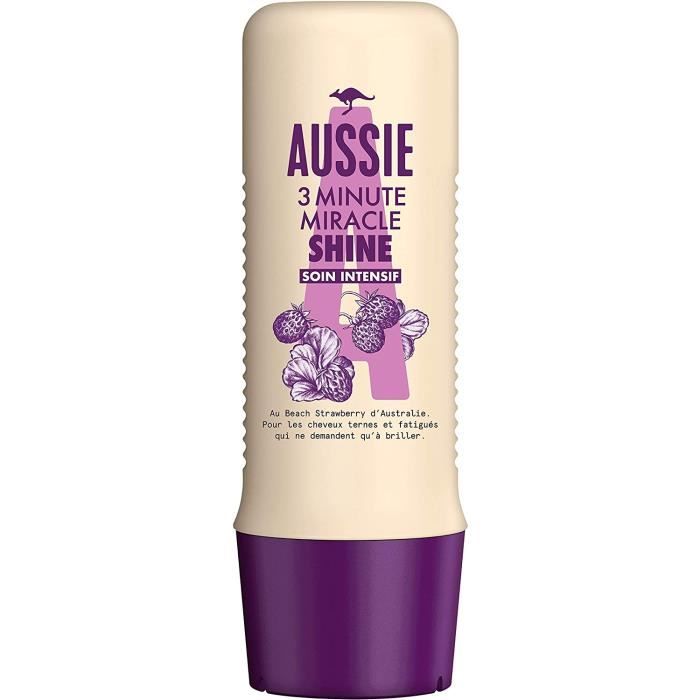 Soins des cheveux Aussie 3 Minute Miracle Shine Soin Intensif, Pour Cheveux Ternes, Au Beach Strawberry d'Australie, 250 148456