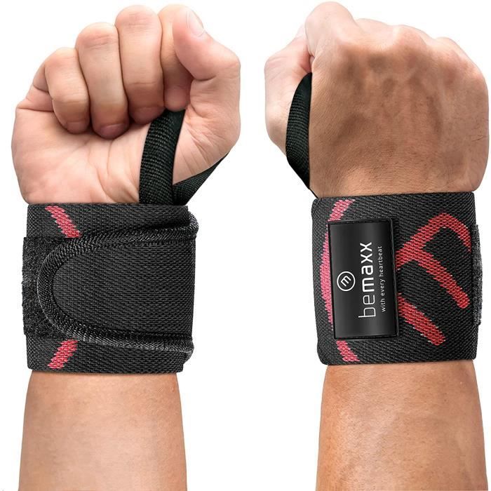 BARRE - HALTERE - POIDS Protege Poignet Musculation pour Haltérophilie, Crossfit - 2X Bande de Support, Sangles de Leva78