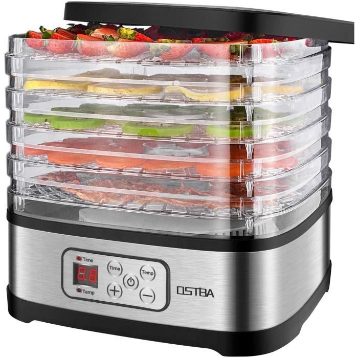 OSTBA Déshydrateur Alimentaire de Température Réglable Sèche-aliments Déshydrateur Affichage LED Déshydrateur Électrique avec Minute