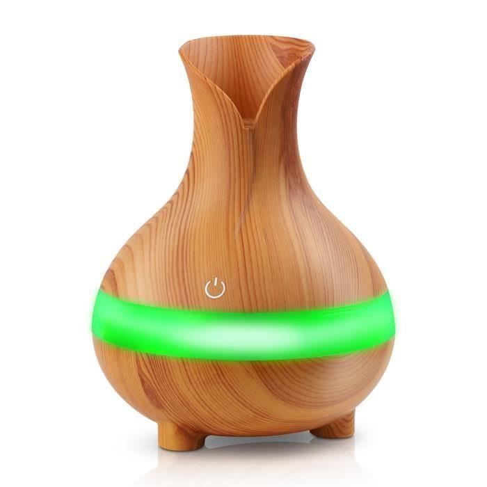 Humidificateur Diffuseur d'arôme Air LED 7 Couleurs Humide Créative Vase à Fleurs Décor Maison Voiture Couleur Bois Ve47759