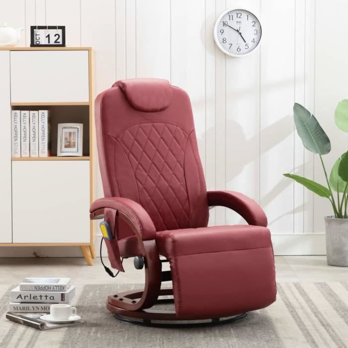 Electrique Fauteuil de relaxation massant Chaise TV Rouge bordeaux Similicuir#9946