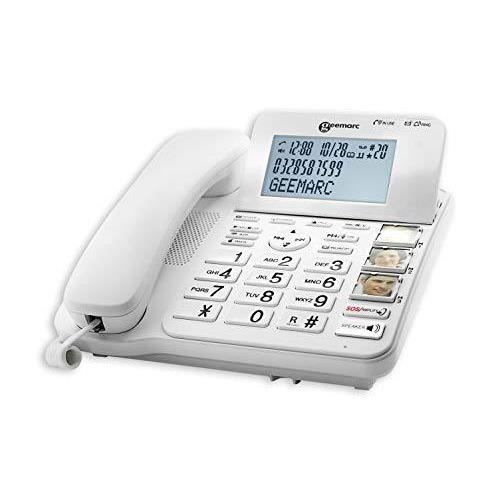 Geemarc Telecom CL595 Fixe Filaire AMPLIFIE + 50db avec Grosses Touches et Possibilite D'ajouter des Combines Aditionnel