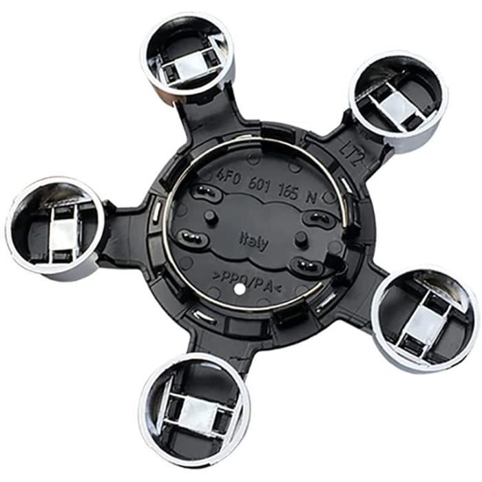4 pièces 135mm Cache-moyeu avec Logo pour Jante en Alliage Compatible avec Audi A4L A6L 4F0601165N, Capuchons De Centre De Roue De V