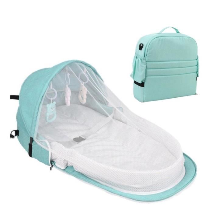 Lit de Voyage Bébé avec Auvent Moustiquaire Pliable Berceau Bionique en Coton Respirant Nid Câlin Anti-moustique Portable 0-36 mois