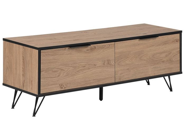 Beliani - Meuble TV noir et bois de chêne HALSTON