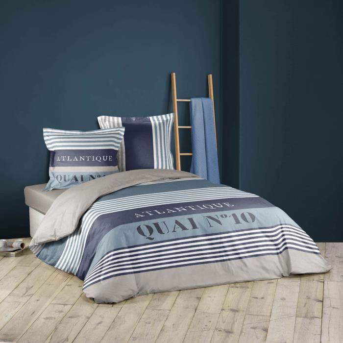 CDaffaires Parure de couette coton 260 x 240 cm imprime Atlantique