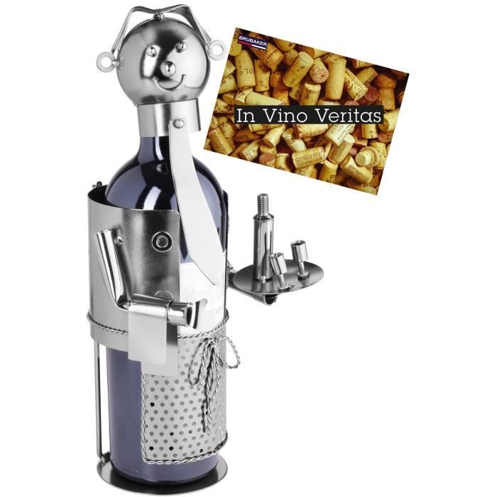 BRUBAKER Porte-bouteille de vin - Serveur - Métal - Carte de vœux incluse - Idée cadeau originale - Objet décoratif - 99318