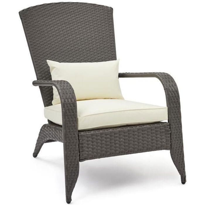 Fauteuils de Jardin en Résine Tressée，Dossier Haut，avec Accoudoirs，et Coussins, pour Terrasse, Piscine - Mondeer