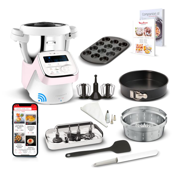 MOULINEX HF90E700 I Companion XL Edition Pâtisserie, Robot cuiseur, 1550 W, Bol 3 L, 12 accessoires, Fabriqué en France