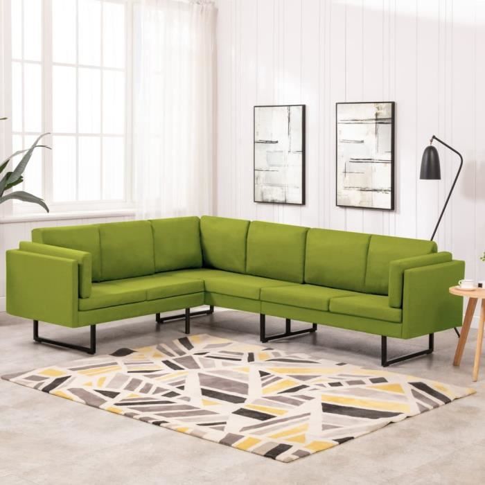 Canapé d'angle Tissu Moderne Confort Vert