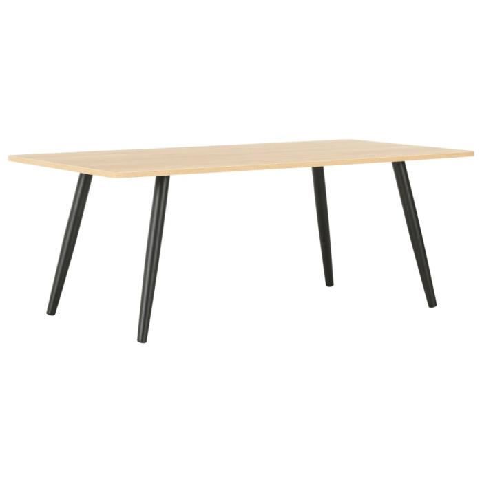 Table basse design scandinave salon contemporain Noir et chêne 120x60x46 cm