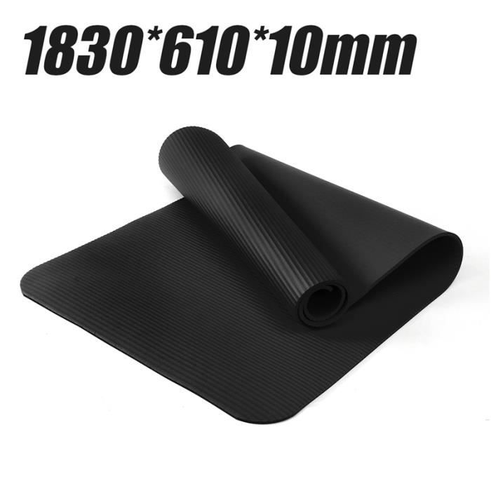 TEMPSA Tapis yoga 1830x610x10mm entraînement gymnastique anti glissant épais NOIR